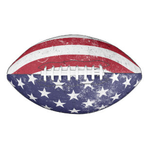 Vintage USA Flag Patriotic American Red White Blue Football