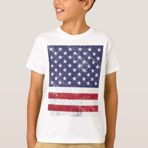 Vintage USA Flag Patriotic American Red White Blue T-Shirt