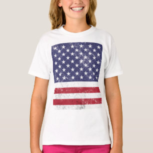 Vintage USA Flag Patriotic American Red White Blue T-Shirt