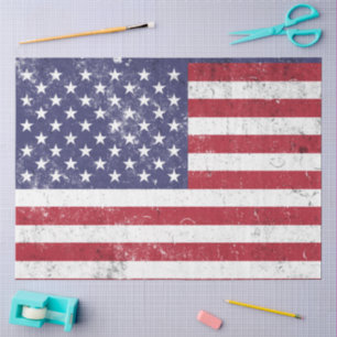 Vintage USA Flag Patriotic American Red White Blue Tissue Paper