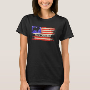 Vintage Usa Flag Proud English Bulldog Dog Dad Sil T-Shirt
