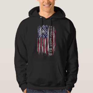 Vintage Usa Flag Proud Motocross Dirt Bike Dad Sil Hoodie