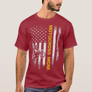 Vintage USA Flag Proud Motocross Dirt Bike Mum T-Shirt