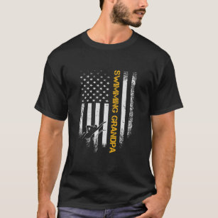 Vintage USA Flag Proud Swimming Grandpa Swimmer T-Shirt