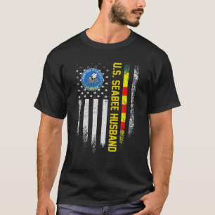 Vintage USA Flag Proud US Seabee Vietnam Veteran H T-Shirt