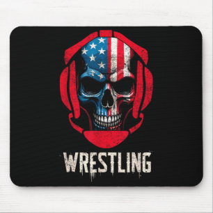 Vintage USA Flag Skull Wrestling Wrestler Martial Mouse Mat