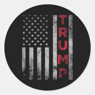 Vintage Usa Flag Trump Classic Round Sticker