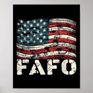 Vintage Usa Flag Trump Fafo Patriotic Retro Poster