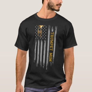Vintage Usa Flag Trumpet Musician Mum Trumpeter Si T-Shirt
