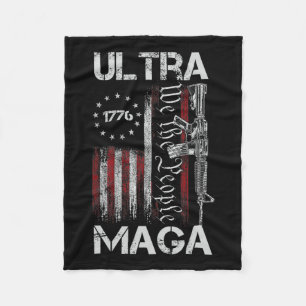 Vintage Usa Flag Ultra Gun Usa 4th Of July Trump 2 Fleece Blanket