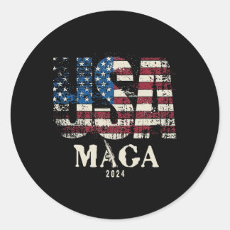 Vintage Usa Flag Ultra Mega Gun Usa 4th Of July Tr Classic Round Sticker