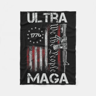Vintage Usa Flag Ultra Mega Gun Usa 4th Of July Tr Fleece Blanket