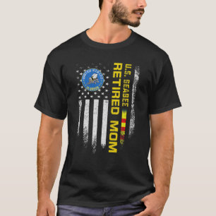 Vintage USA Flag US Seabee Vietnam Veteran Proud R T-Shirt