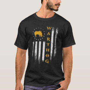Vintage USA Flag Warthog Lover Funny Wild Animal S T-Shirt