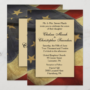 Vintage USA Flag Wedding Invitation