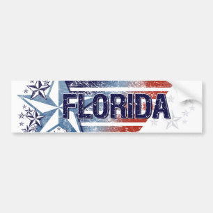 Vintage USA Flag with Star – Florida Bumper Sticker
