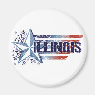 Vintage USA Flag with Star – Illinois Magnet