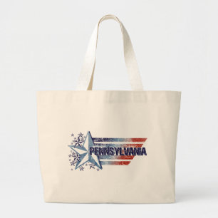 Vintage USA Flag with Star – Pennsylvania Large Tote Bag