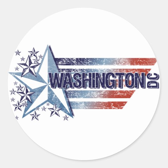 Vintage USA Flag with Star – Washington D.C. Classic Round Sticker