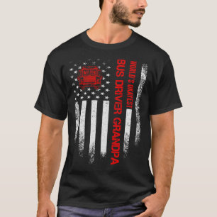 Vintage USA Flag World s Okayest School Bus Driver T-Shirt