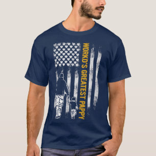 Vintage USA Flag World's Greatest Pappy Funny Fath T-Shirt