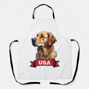Vintage USA Golden Retriever Engraving Shirt 4 Apron
