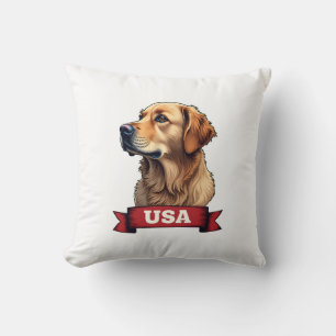 Vintage USA Golden Retriever Engraving Shirt 4 Cushion