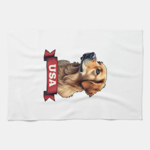 Vintage USA Golden Retriever Engraving Shirt 4 Tea Towel