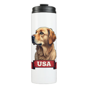 Vintage USA Golden Retriever Engraving Shirt 4 Thermal Tumbler