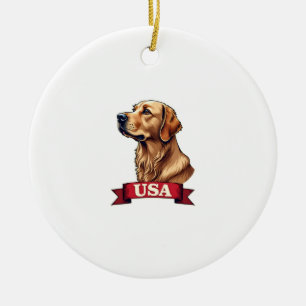 Vintage USA Golden Retriever Engraving Shirt Ceramic Tree Decoration