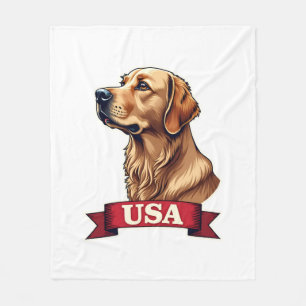 Vintage USA Golden Retriever Engraving Shirt Fleece Blanket