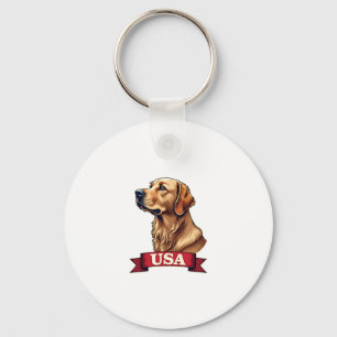 Vintage USA Golden Retriever Engraving Shirt Key Ring