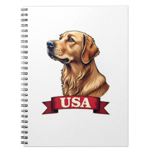 Vintage USA Golden Retriever Engraving Shirt Notebook