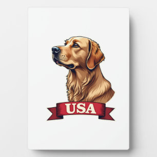 Vintage USA Golden Retriever Engraving Shirt Plaque