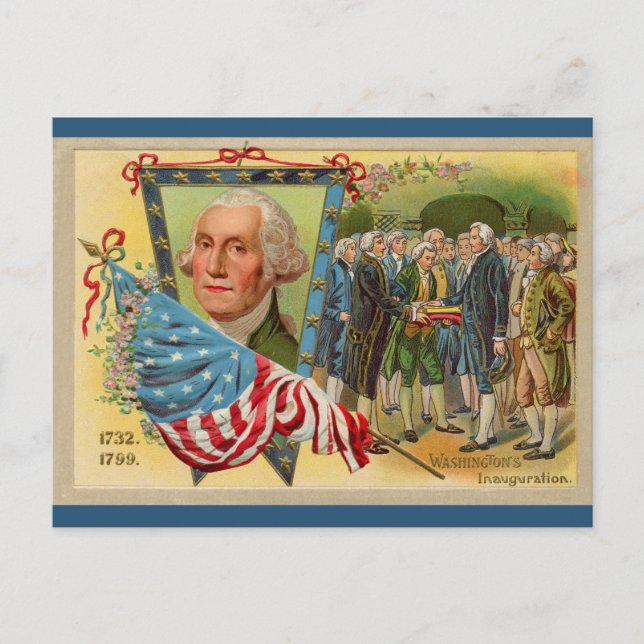 Vintage USA Inauguration of George Washington Postcard (Front)