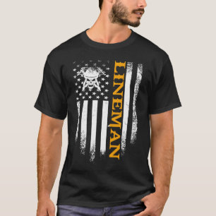 Vintage USA Lineman American Flag Patriotic Funny T-Shirt