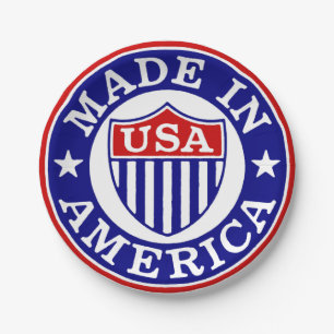 Vintage USA Made In America Logo Paper Plate
