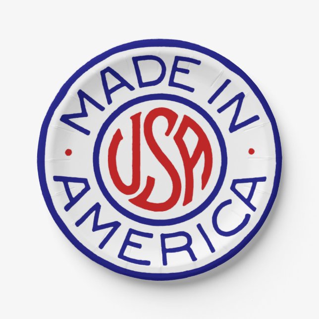Vintage USA Made In America Logo Paper Plate (Front)