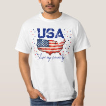 Vintage USA Map Patriotic T-Shirt - I Love My Coun