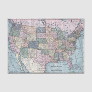 Vintage USA Map  Tissue Paper