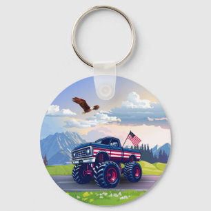 Vintage, USA monster truck Key Ring