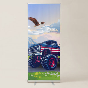 Vintage, USA monster truck Retractable Banner