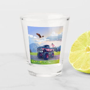 Vintage, USA monster truck Shot Glass