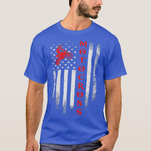 Vintage USA Motorcross Dirt Bike American Flag T-Shirt