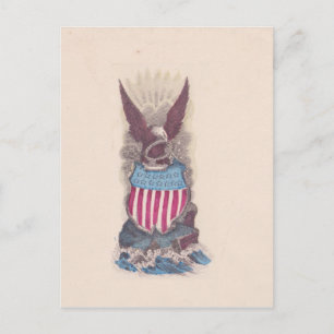Vintage USA patriotic Civil War era eagle crest Postcard