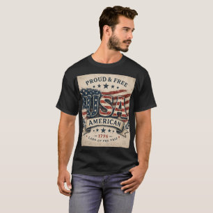 Vintage USA Patriotic Distressed Graphic T-Shirt