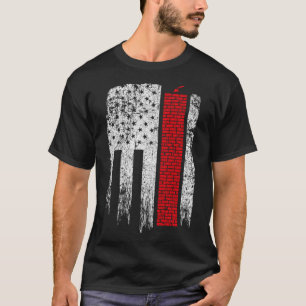 Vintage USA Red White Bricklayer American Flag T-Shirt