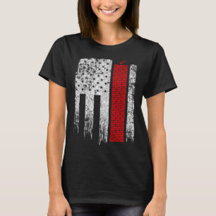 Vintage USA Red White Bricklayer American Flag T-Shirt