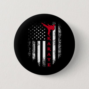 Vintage Usa Red White Karate American Flag Cool 6 Cm Round Badge