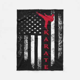 Vintage Usa Red White Karate American Flag Cool Fleece Blanket